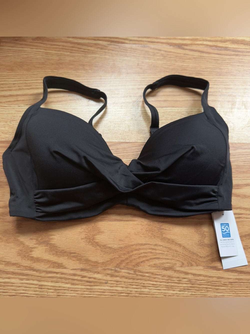 Lands’ End Black Bikini Swim Top Size 8 – UPF 50+ Sun Protection